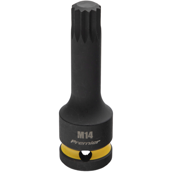 Sealey 1/2"Dr Impact Spline Bit Socket M14 (Yellow Coded Ring)