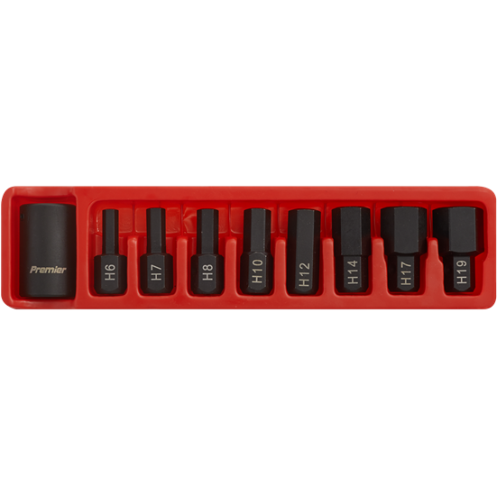 Sealey Impact Hex Bit & Holder Set 9pc 1/2"Sq Drive AK5609 Sealey - Town Tools 