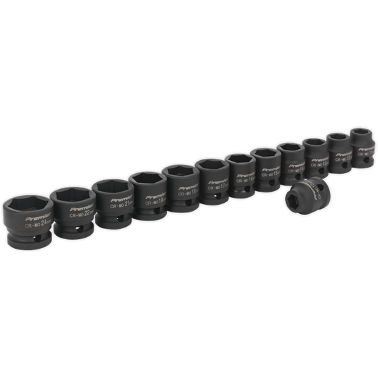 Sealey Impact Socket Set 13pc 1/2"Sq Drive Low Profile Metric AK5613LP Sealey - Town Tools 