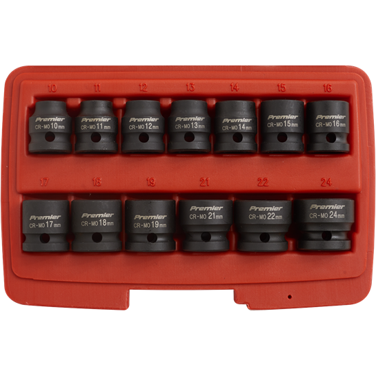 Sealey Impact Socket Set 13pc 1/2"Sq Drive Low Profile Metric AK5613LP