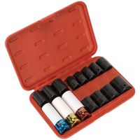 Sealey Impact Socket & Wheel Nut Remover Set 15pc 1/2"Sq Drive AK5615M