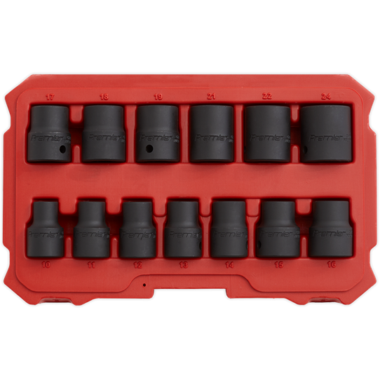 Sealey Impact Socket Set 13pc 1/2"Sq Drive Lock-Onï 6pt Metric AK5616M Sealey - Town Tools 