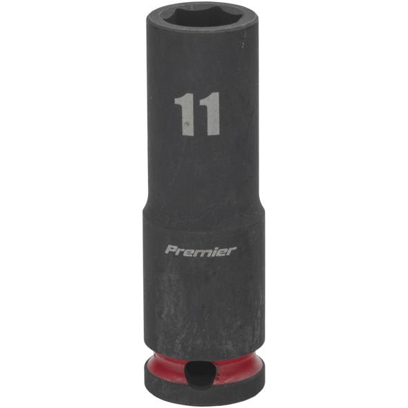 Sealey 3/8"Dr Deep Impact Socket 11mm (Red Coded Ring)