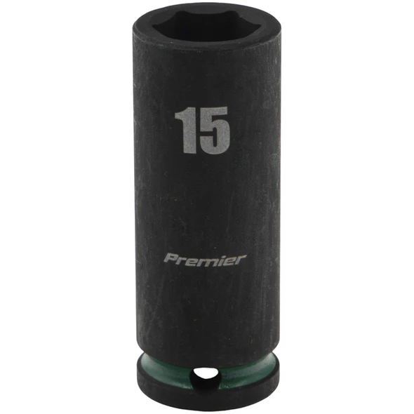 Sealey 3/8"Dr Deep Impact Socket 15mm (Green Coded Ring)