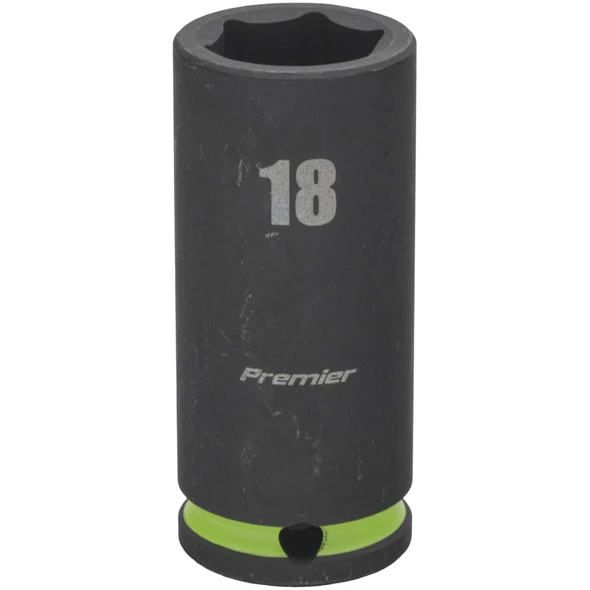 Sealey 3/8"Dr Deep Impact Socket 18mm (Green Coded Ring)