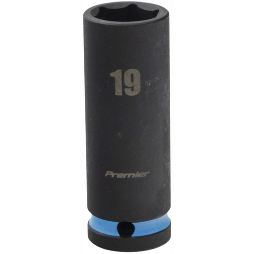 Sealey 1/2"Dr Deep Impact Socket 19mm (Cyan Coded Ring)