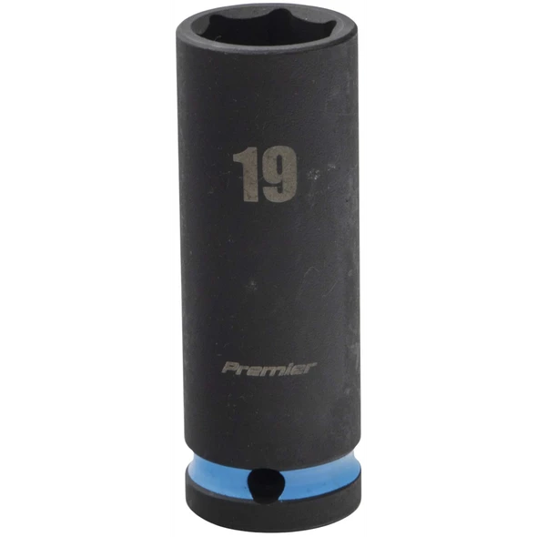 Sealey 1/2"Dr Deep Impact Socket 19mm (Cyan Coded Ring)