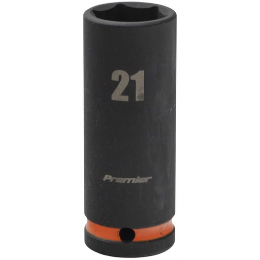 Sealey 1/2"Dr Deep Impact Socket 21mm (Orange Coded Ring)