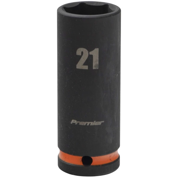Sealey 1/2"Dr Deep Impact Socket 21mm (Orange Coded Ring)
