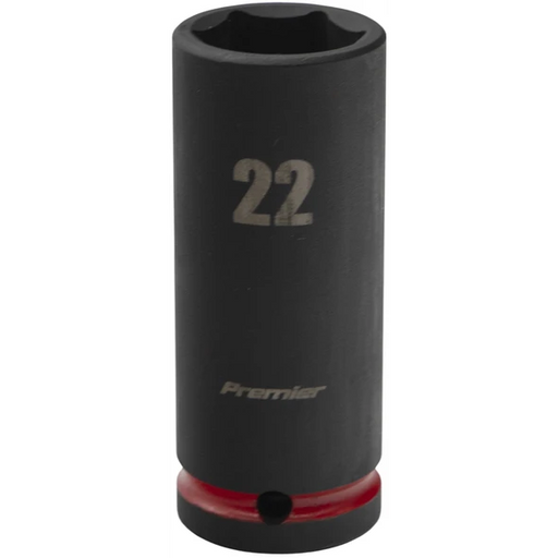 Sealey 1/2"Dr Deep Impact Socket 22mm (Red Coded Ring)
