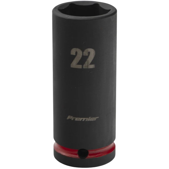 Sealey 1/2"Dr Deep Impact Socket 22mm (Red Coded Ring)