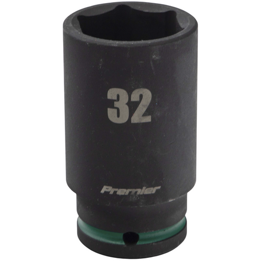 Sealey 1/2"Dr Deep Impact Socket 32mm (Dark Green Coded Ring)
