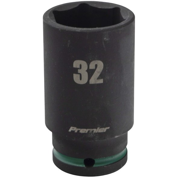Sealey 1/2"Dr Deep Impact Socket 32mm (Dark Green Coded Ring)