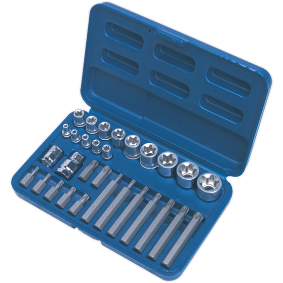 Sealey TRX-Star* Socket & Bit Set 30pc 1/4" 3/8" & 1/2"Sq Drive AK619 Sealey - Town Tools 