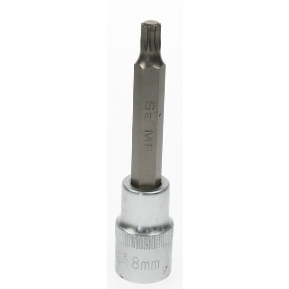 Sealey Spline socket bit 1/2"dr. 8mm (100mm long)