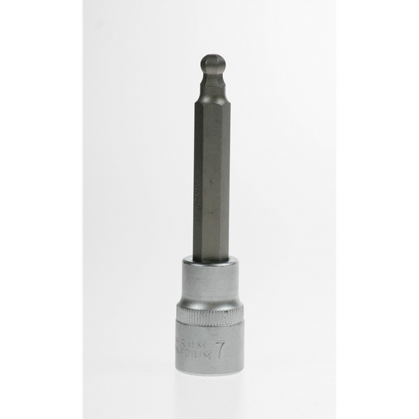 Sealey Hex socket bit, ball end 7mm 100mm long 1/2"dr (so