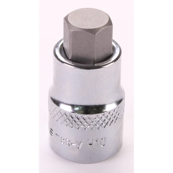 Sealey 3/8"Dr Hex Socket Bit 'Stubby' 10mm (Fully Polshed)