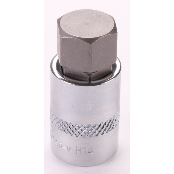 Sealey 3/8"Dr Hex Socket Bit 'Stubby' 14mm (Fully Polished)