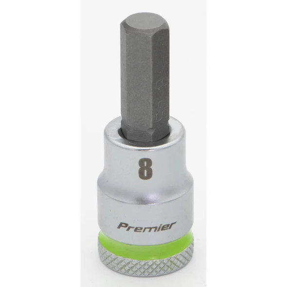Sealey 3/8"Dr Hex Bit Socket 8mm (Green Coded Ring)