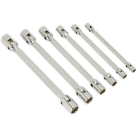 Sealey Double Flexi-Head Socket Spanner Set 6pc Fully Polished Metric AK635