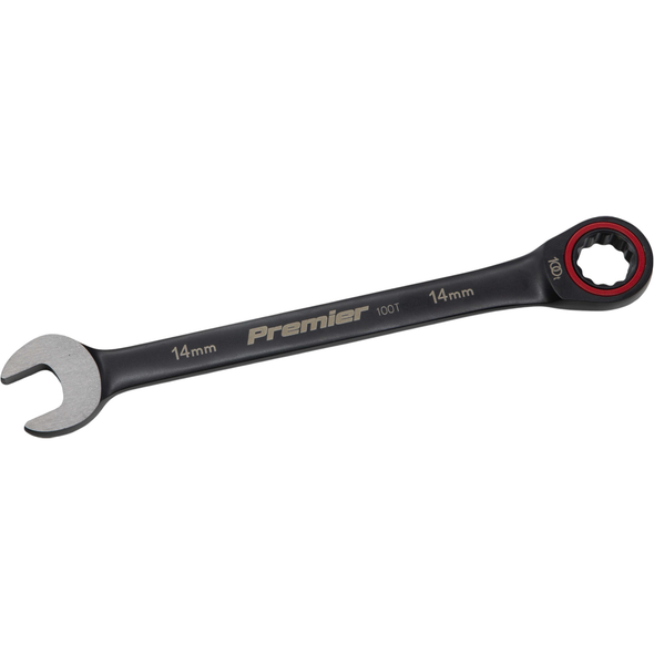 Sealey Combination Ratchet Spanner 14mm 100-Tooth (Black Series)