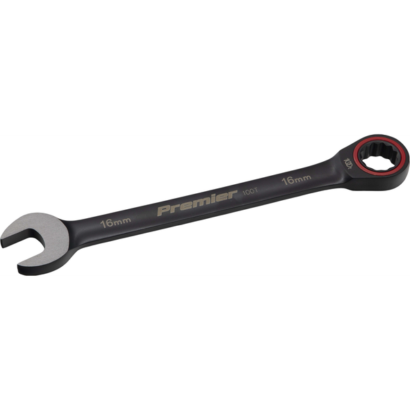 Sealey Combination Ratchet Spanner 16mm 100-Tooth (Black Series)