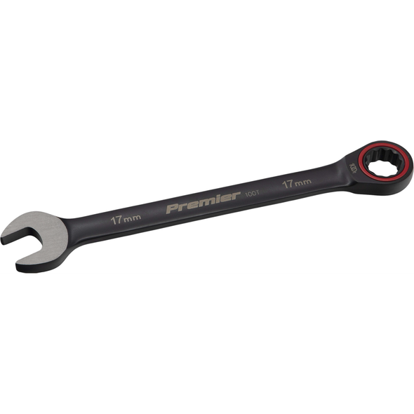 Sealey Combination Ratchet Spanner 17mm 100-Tooth (Black Series)