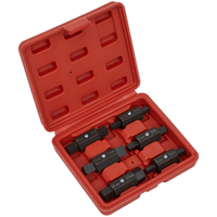Sealey Oil Drain Plug Key Set 6pc Double End AK658