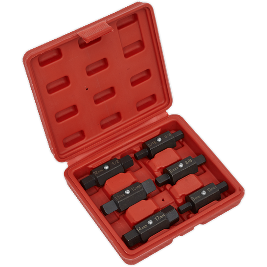 Sealey Oil Drain Plug Key Set 6pc Double End AK658 Sealey - Town Tools 