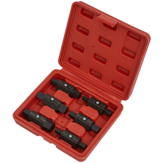 Sealey Oil Drain Plug Key Set 6pc Double End AK658 Sealey - Town Tools 