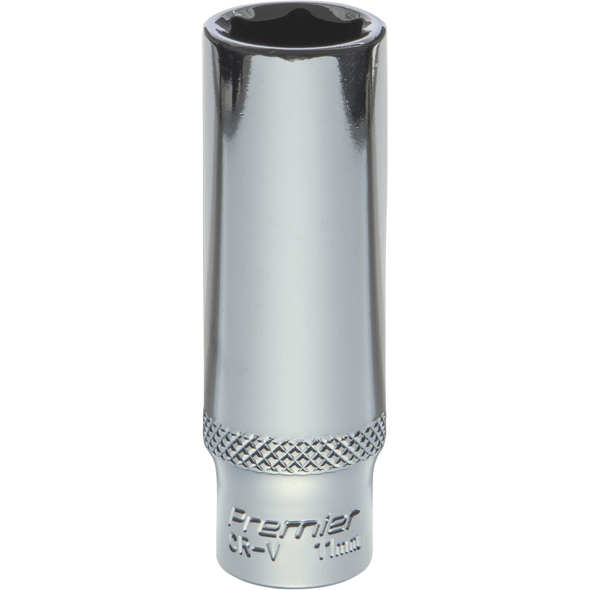 Sealey 1/4"Dr Deep Socket 11mm (Mirror Finish)