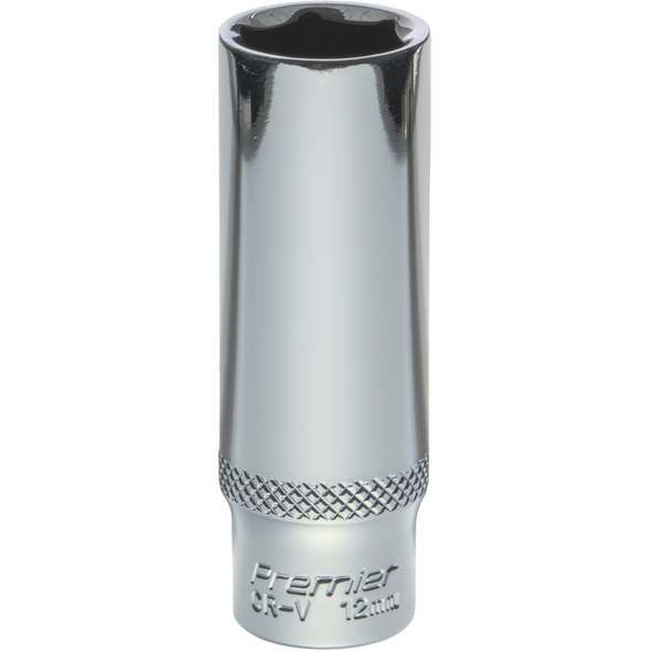 Sealey 1/4"Dr Deep Socket 12mm (Mirror Finish)