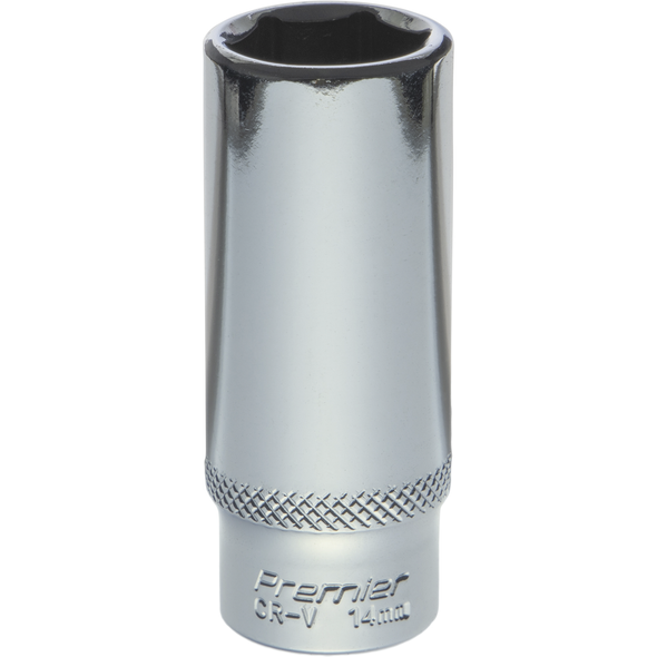 Sealey 1/4"Dr Deep Socket 14mm (Mirror Finish)