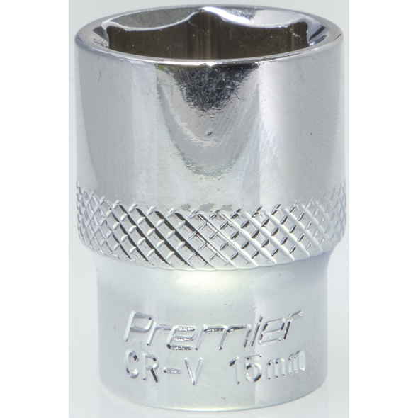 Sealey 3/8"Dr Socket 15mm (Mirror Finish)