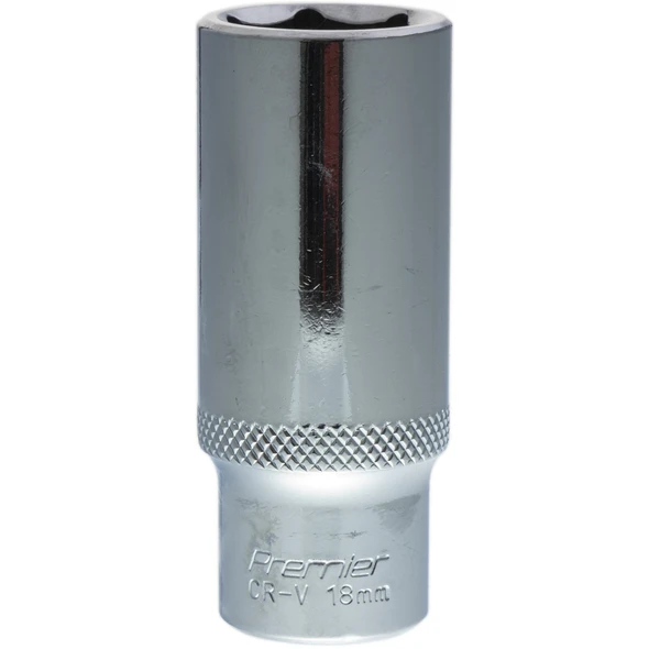 Sealey 3/8"Dr Deep Socket 18mm (Mirror Finish)