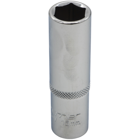 Sealey 1/2"Dr Deep Socket 15mm (Mirror Finish)