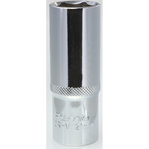 Sealey 1/2"Dr Deep Socket 21mm (Mirror Finish)