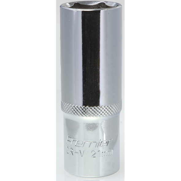 Sealey 1/2"Dr Deep Socket 21mm (Mirror Finish)