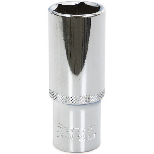 Sealey 1/2"Dr Deep Socket 22mm (Mirror Finish)