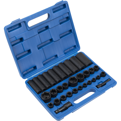 Sealey Impact Socket Set 32pc Standard/Deep 3/8" & 1/2"Sq Drive Metric/Imperial Sealey - Town Tools 