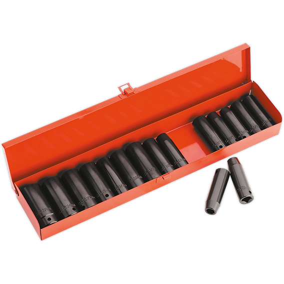 Sealey Impact Socket Set 16pc Deep 1/2"Sq Drive Metric/Imperial AK685 Sealey - Town Tools 