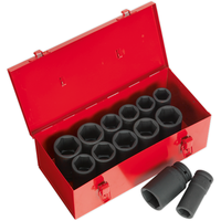 Sealey Impact Socket Set 13pc Deep 3/4"Sq Drive Metric/Imperial AK687