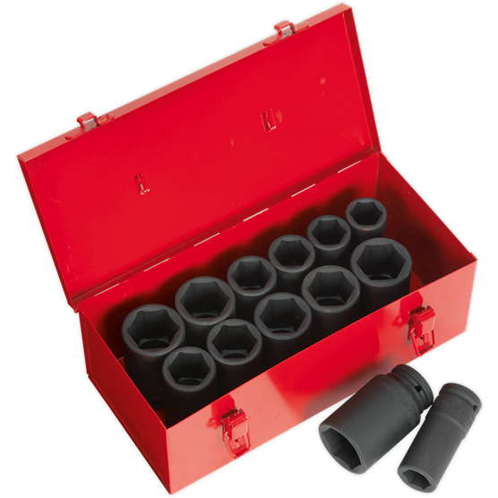 Sealey Impact Socket Set 13pc Deep 3/4"Sq Drive Metric/Imperial AK687 Sealey - Town Tools 