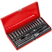 Sealey Socket Set 41pc 1/4"Sq Drive 6pt WallDrive Metric/Imperial AK690 Sealey - Town Tools 