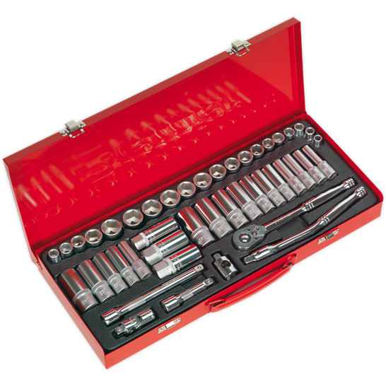 Sealey Socket Set 45pc 3/8"Sq Drive 6pt WallDrive Metric/Imperial AK692