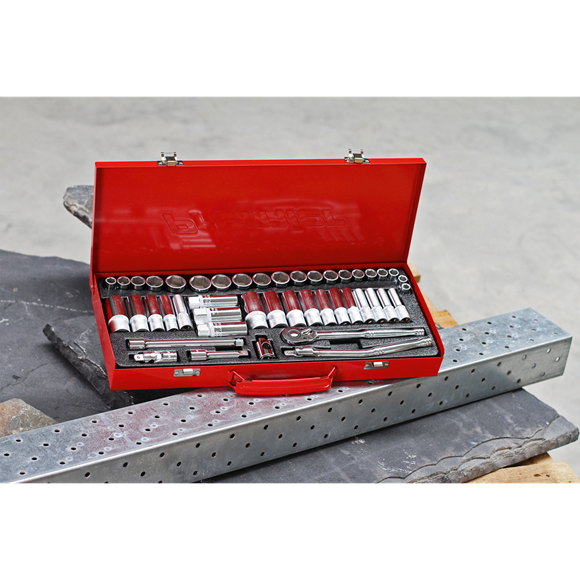 Sealey Socket Set 45pc 3/8"Sq Drive 6pt WallDrive Metric/Imperial AK692 Sealey - Town Tools 