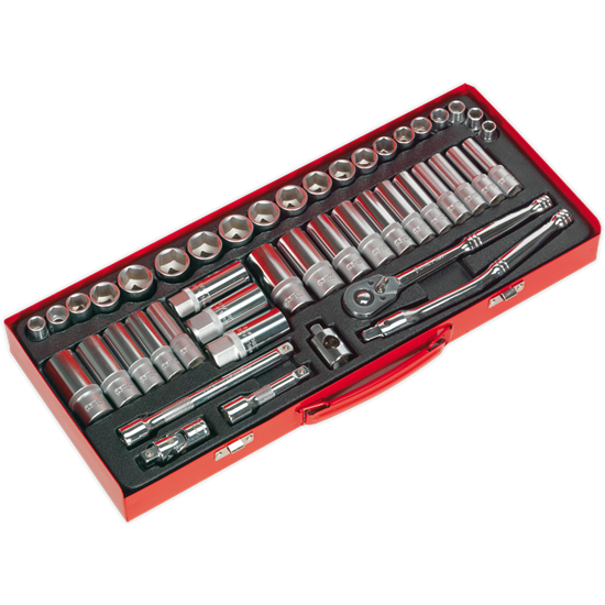 Sealey Socket Set 45pc 3/8"Sq Drive 6pt WallDrive Metric/Imperial AK692