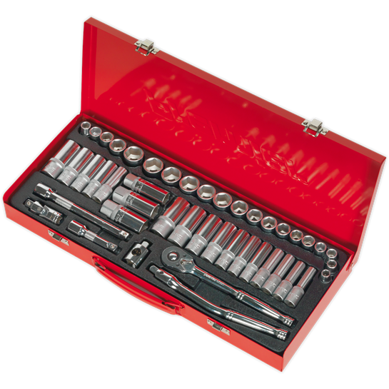 Sealey Socket Set 45pc 3/8"Sq Drive 6pt WallDrive Metric/Imperial AK692 Sealey - Town Tools 