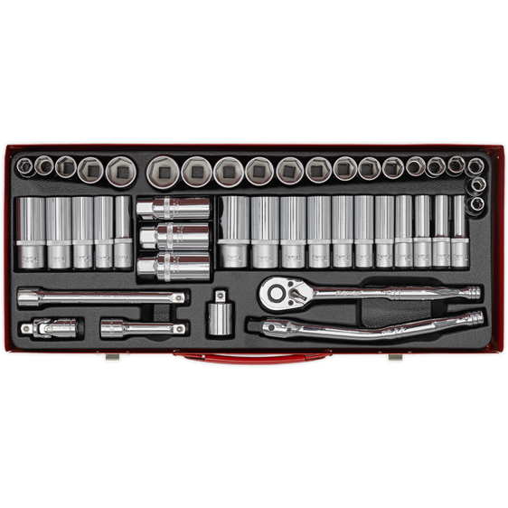 Sealey Socket Set 45pc 3/8"Sq Drive 6pt WallDrive Metric/Imperial AK692 Sealey - Town Tools 