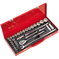 Sealey Socket Set 32pc 1/2"Sq Drive 6pt WallDrive Metric/Imperial AK693